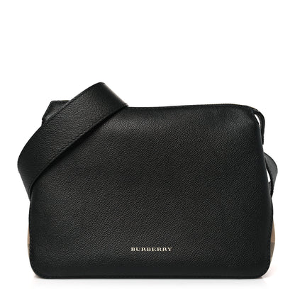 Burberry Soft Grain Calfskin House Check Small Helmsley Crossbody Black 1 of 9