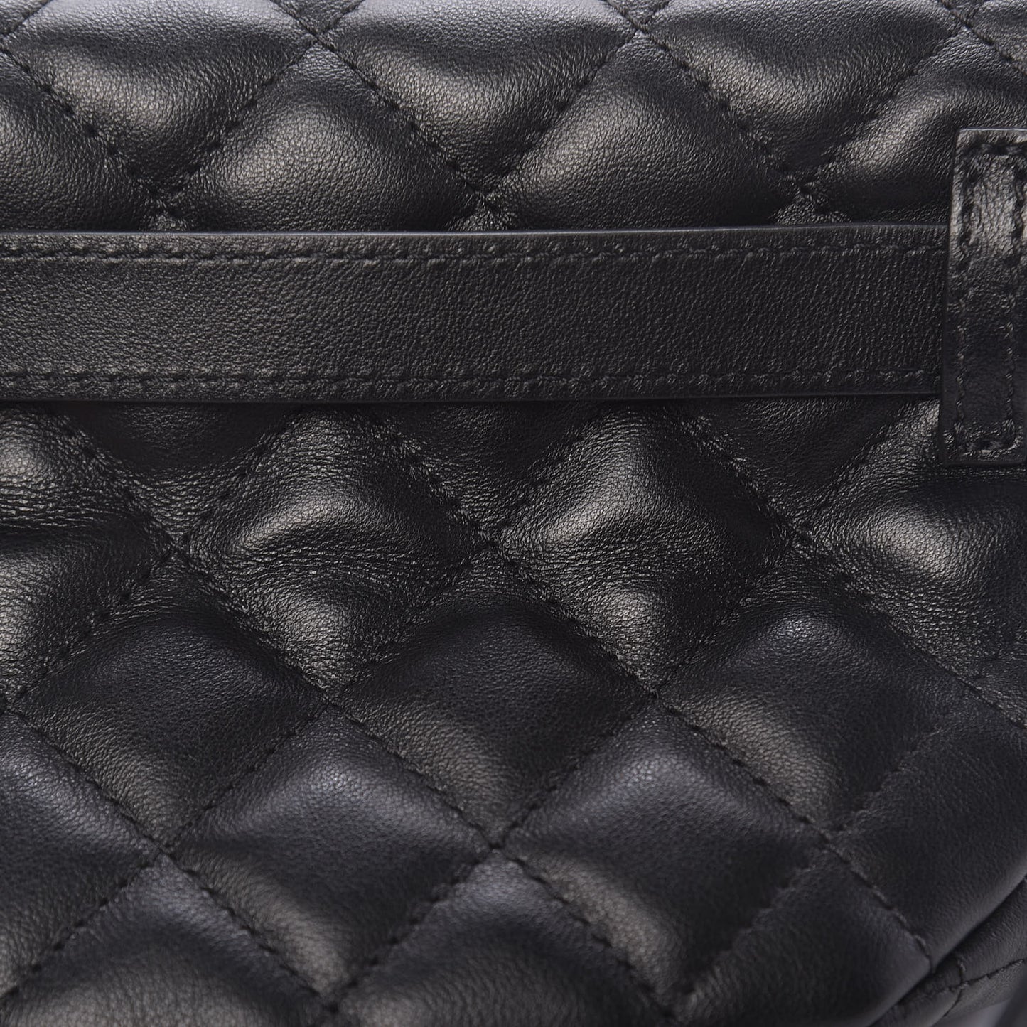 Lambskin Quilted Waist Belt Bag Black