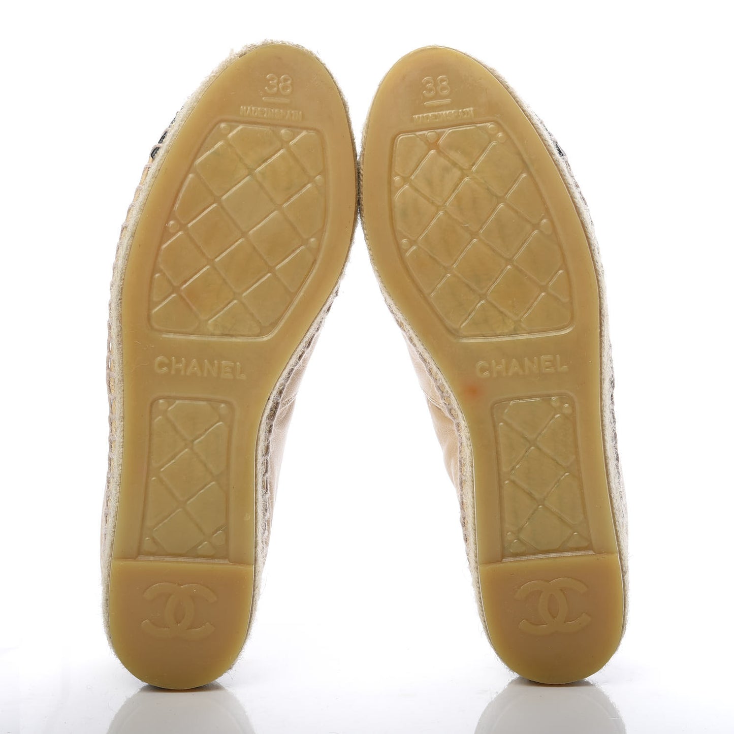 Lambskin CC Espadrilles 38 Beige Black