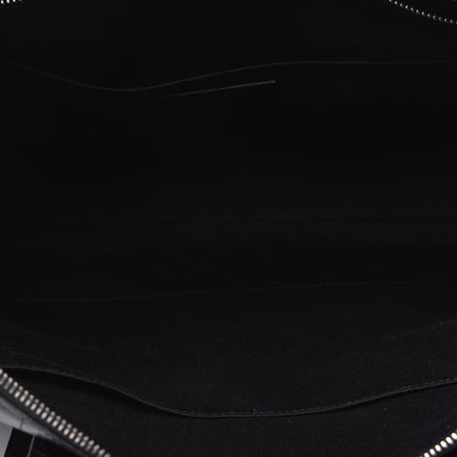 Saint Laurent Calfskin Crocodile Embossed Bold Briefcase Black 6 of 13