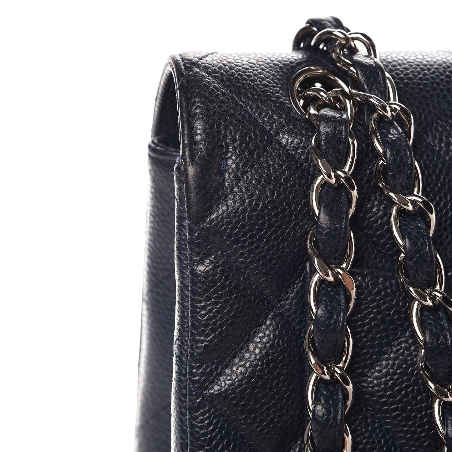Caviar Quilted Maxi Single Flap Navy