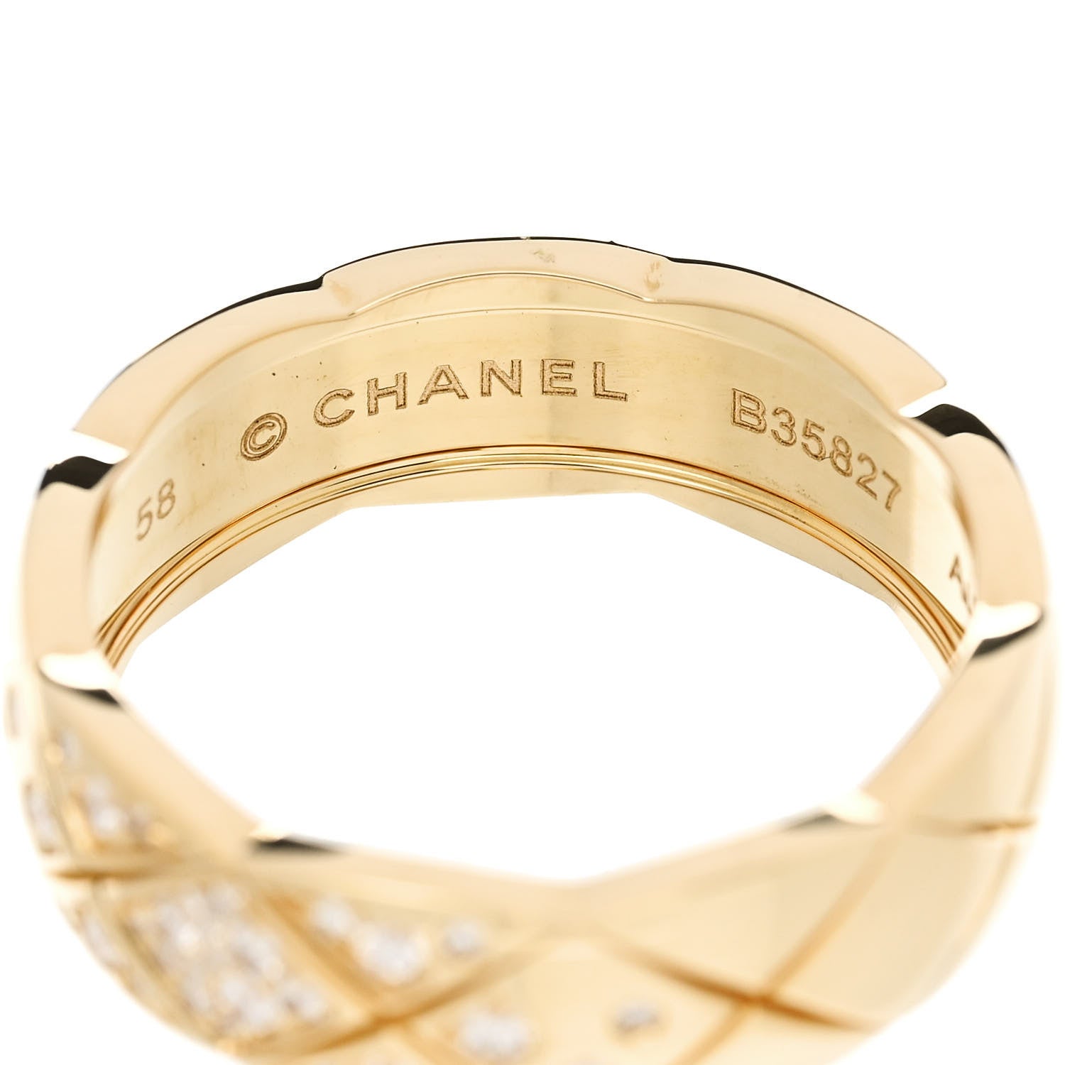 Chanel 18K Yellow Gold Diamond Small Coco Crush Ring 58 8.5 4 of 6