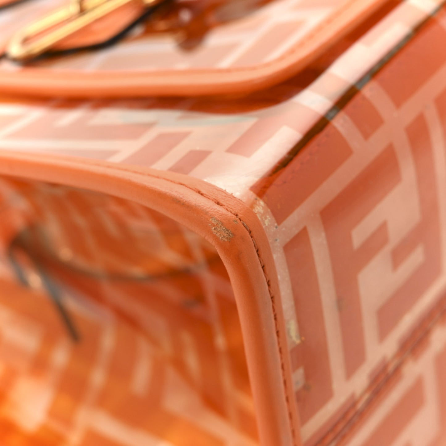 TPU FF Vitello Century Plexiglass Small Runaway Shopper Tote Aranciata
