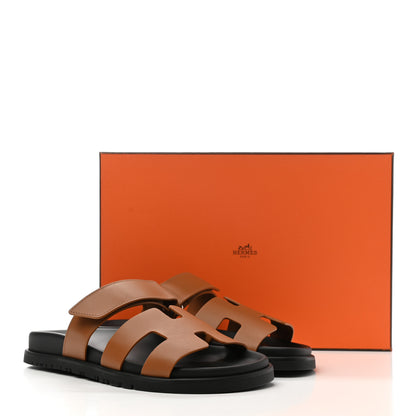 Hermes Calfskin Womens Chypre Sandals 37 Gold 9 of 9