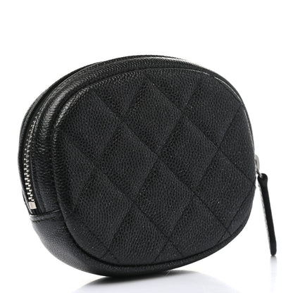 Chanel Iridescent Caviar Quilted Zip Around Classic Coin Purse Black 3 of 8