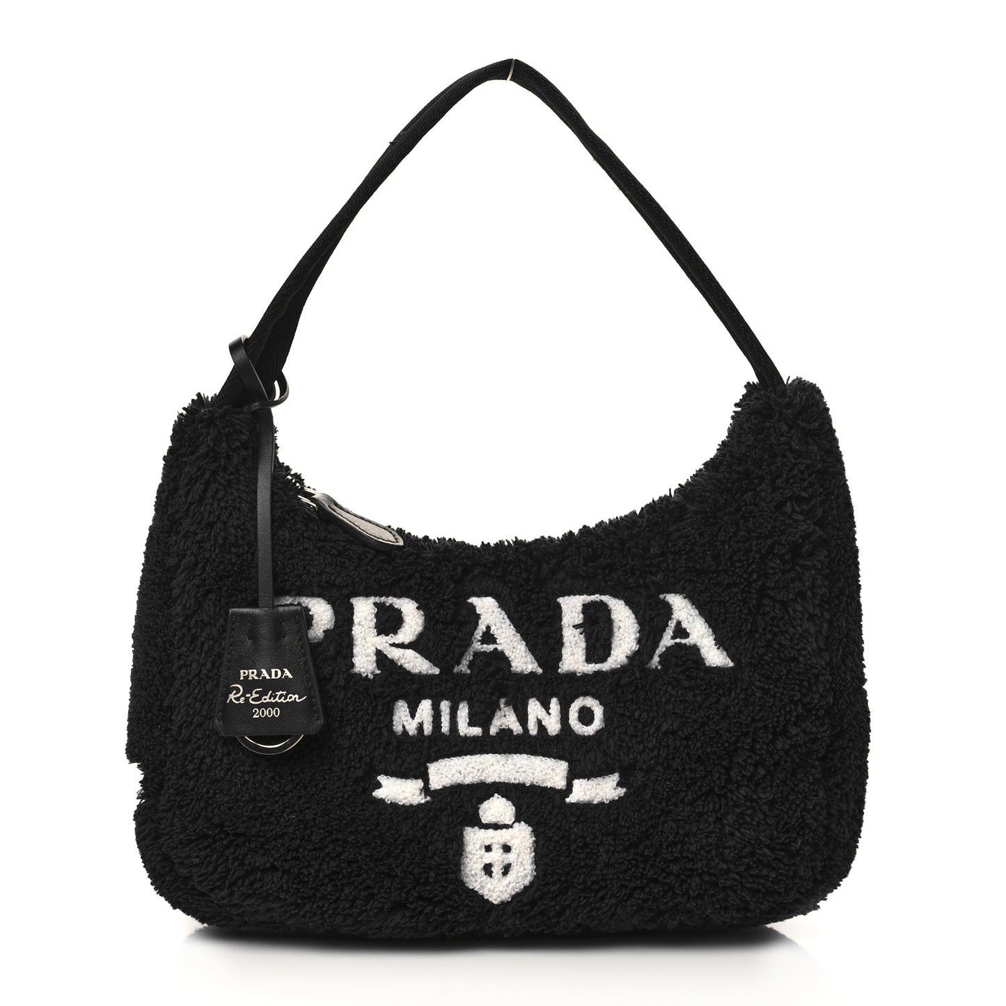 Terry Cloth Mini Re-Edition 2000 Bag Black White