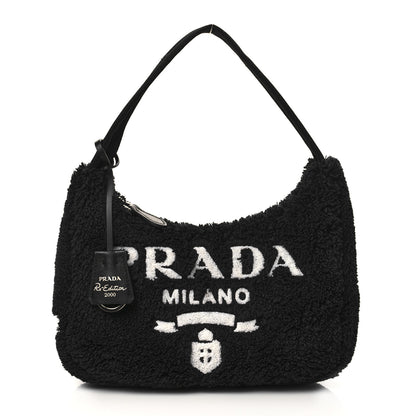 Prada Terry Cloth Mini Re-Edition 2000 Bag Black White 1 of 6