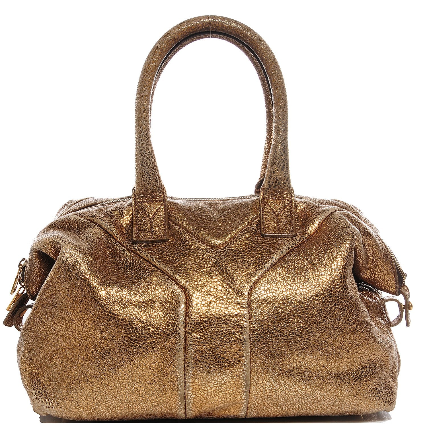 Saint Laurent Crackled Leather Small Volcano Easy Sac Bronzo 1 of 7