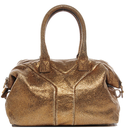 Saint Laurent Crackled Leather Small Volcano Easy Sac Bronzo 1 of 7