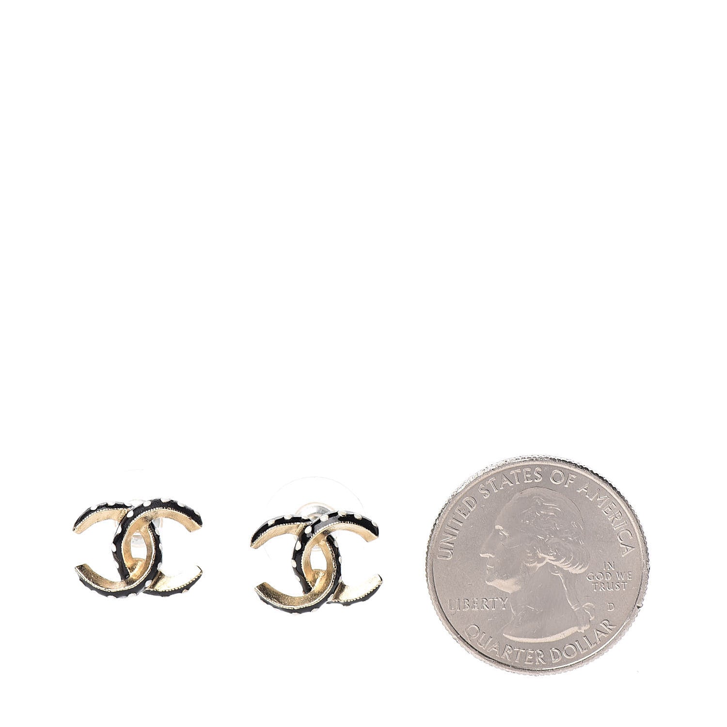 Chanel Enamel CC Earrings Gold Black 2 of 5