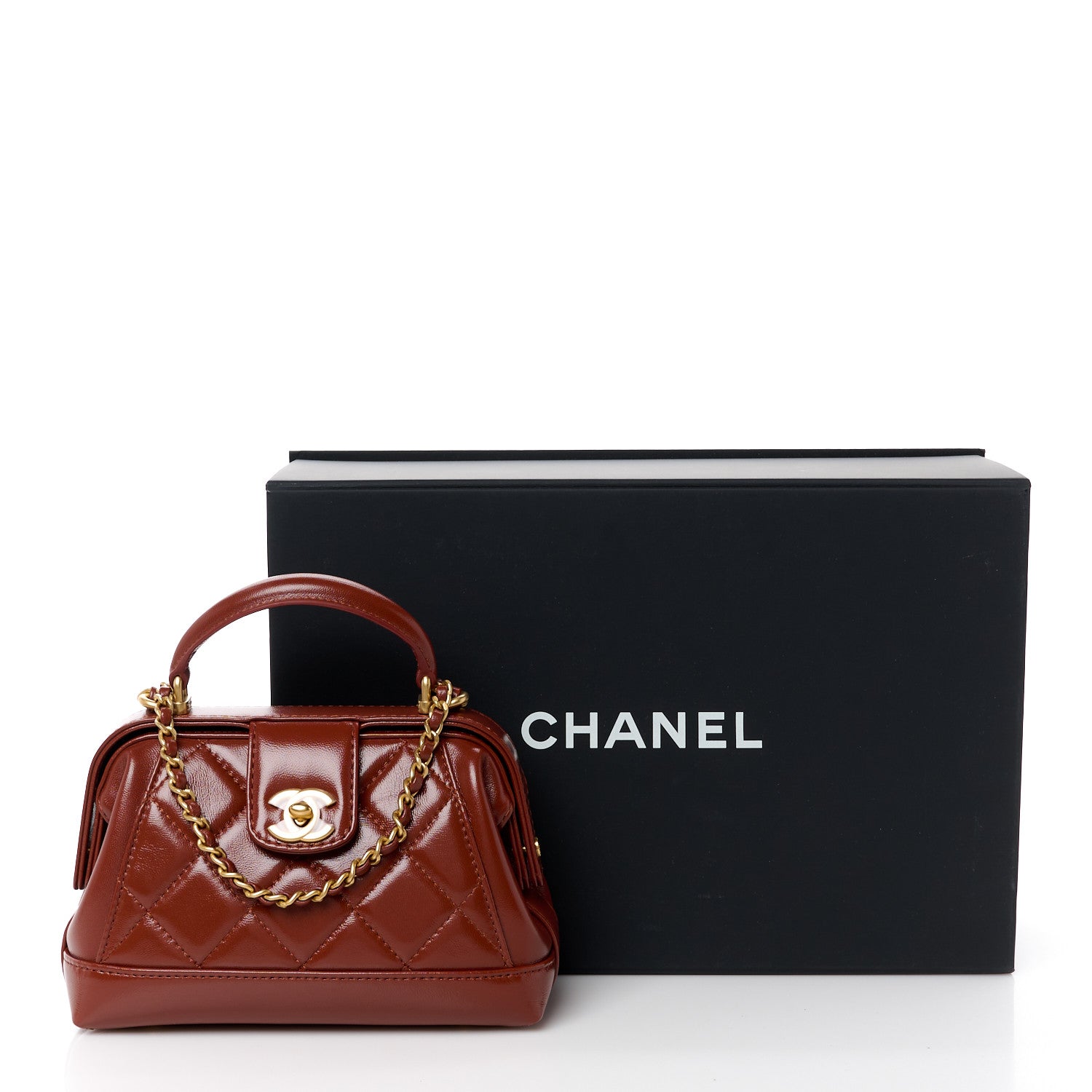 Chanel Shiny Lambskin Quilted Mini Cocodoc Top Handle Bag Brown 12 of 12