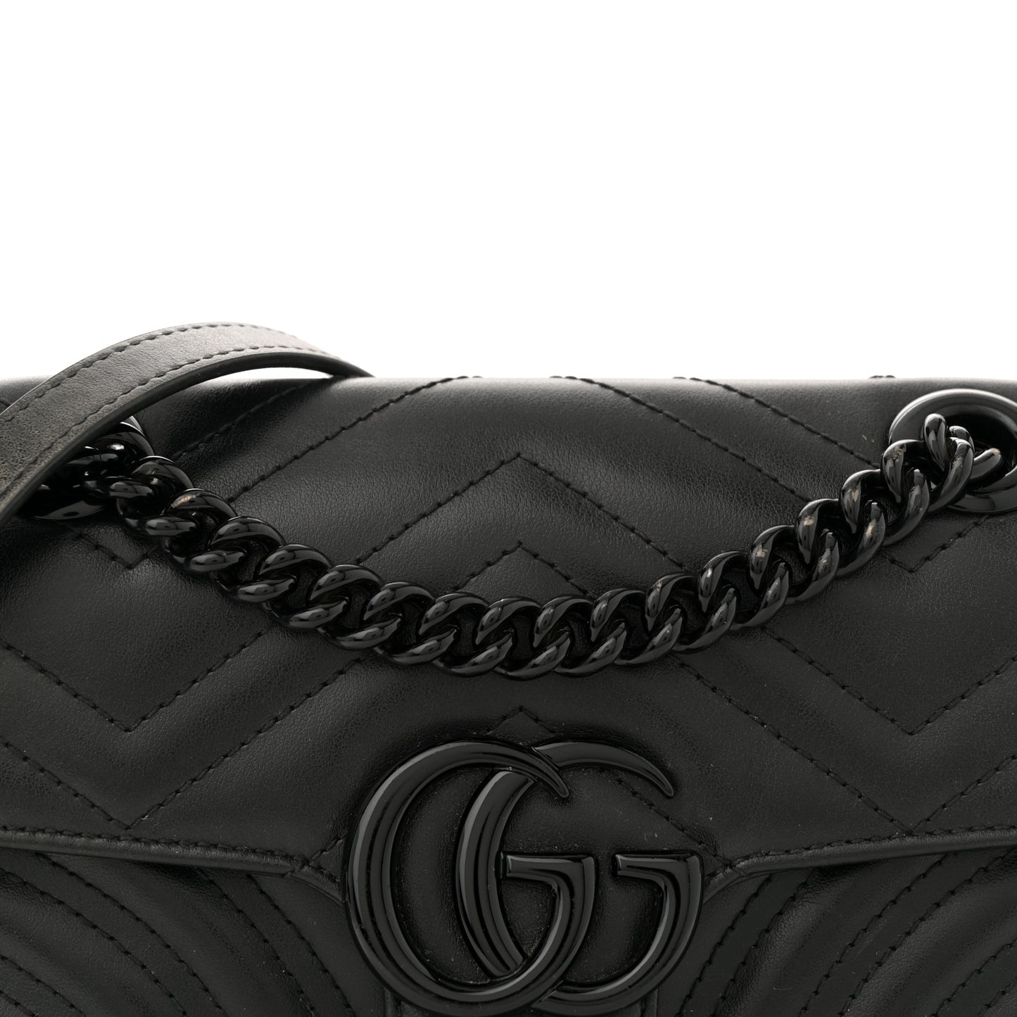 Calfskin Matelasse Monochrome Mini GG Marmont Shoulder Bag Black
