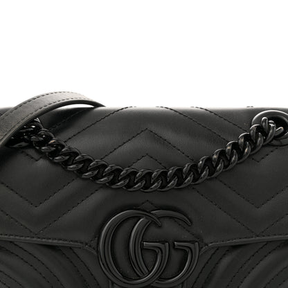Gucci Calfskin Matelasse Monochrome Mini GG Marmont Shoulder Bag Black 8 of 12