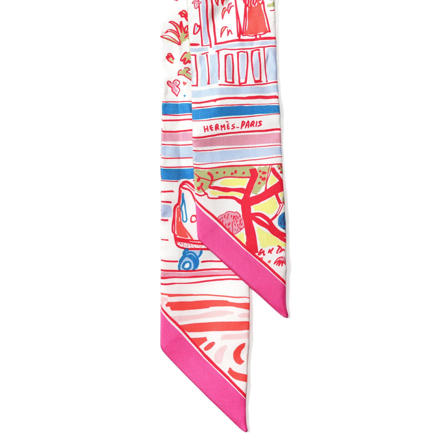 Hermes Silk Rayures D'ete Twilly Rose Bleu Vert 2 of 4