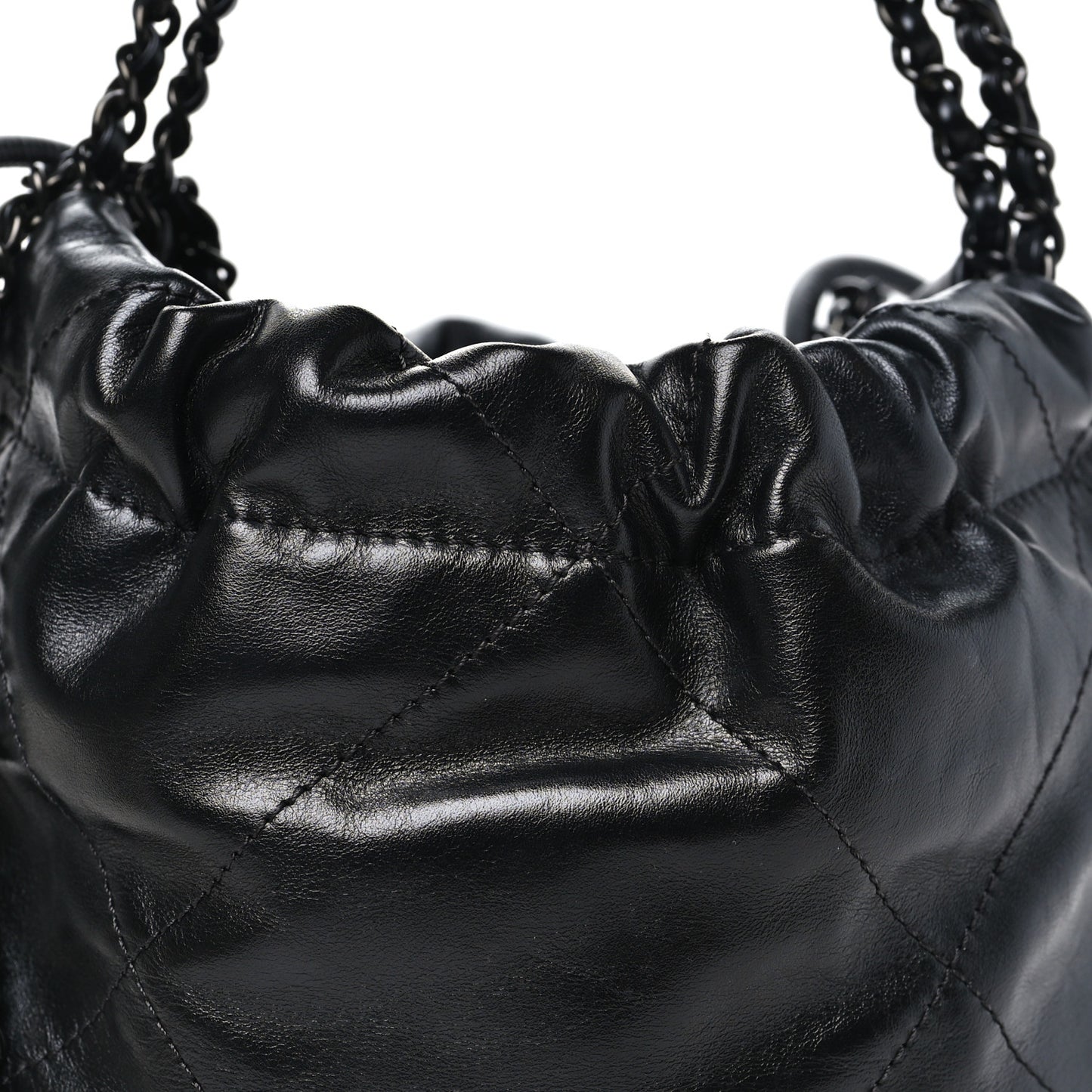 Shiny Calfskin Quilted Mini Chanel 22 So Black