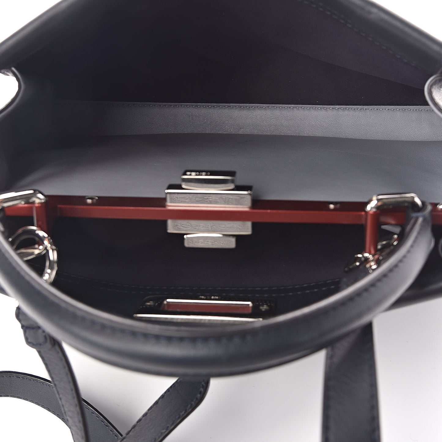 Vitello Seta Shiny Nappa Medium Peekaboo Iconic Satchel Blue Notte Ardesia