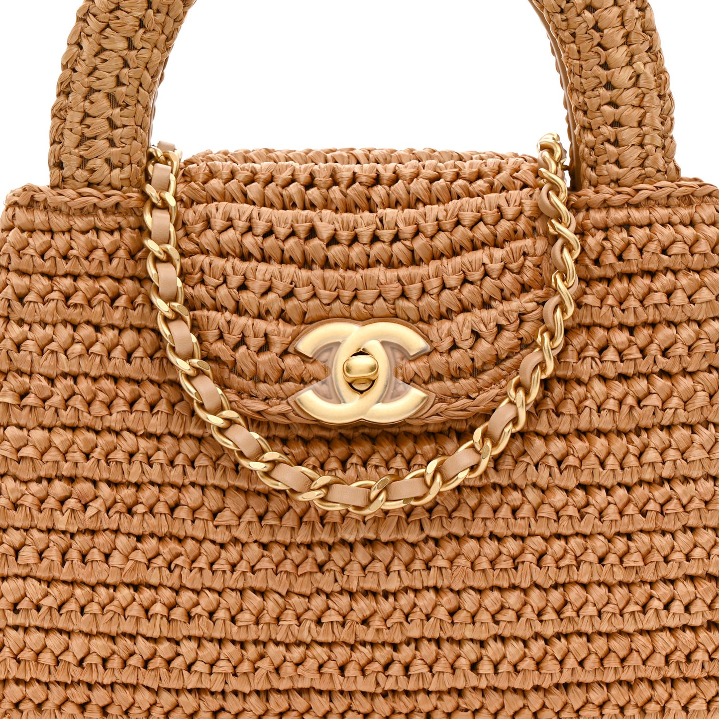 Braided Raffia Nano Kelly Flap Bag Dark Beige