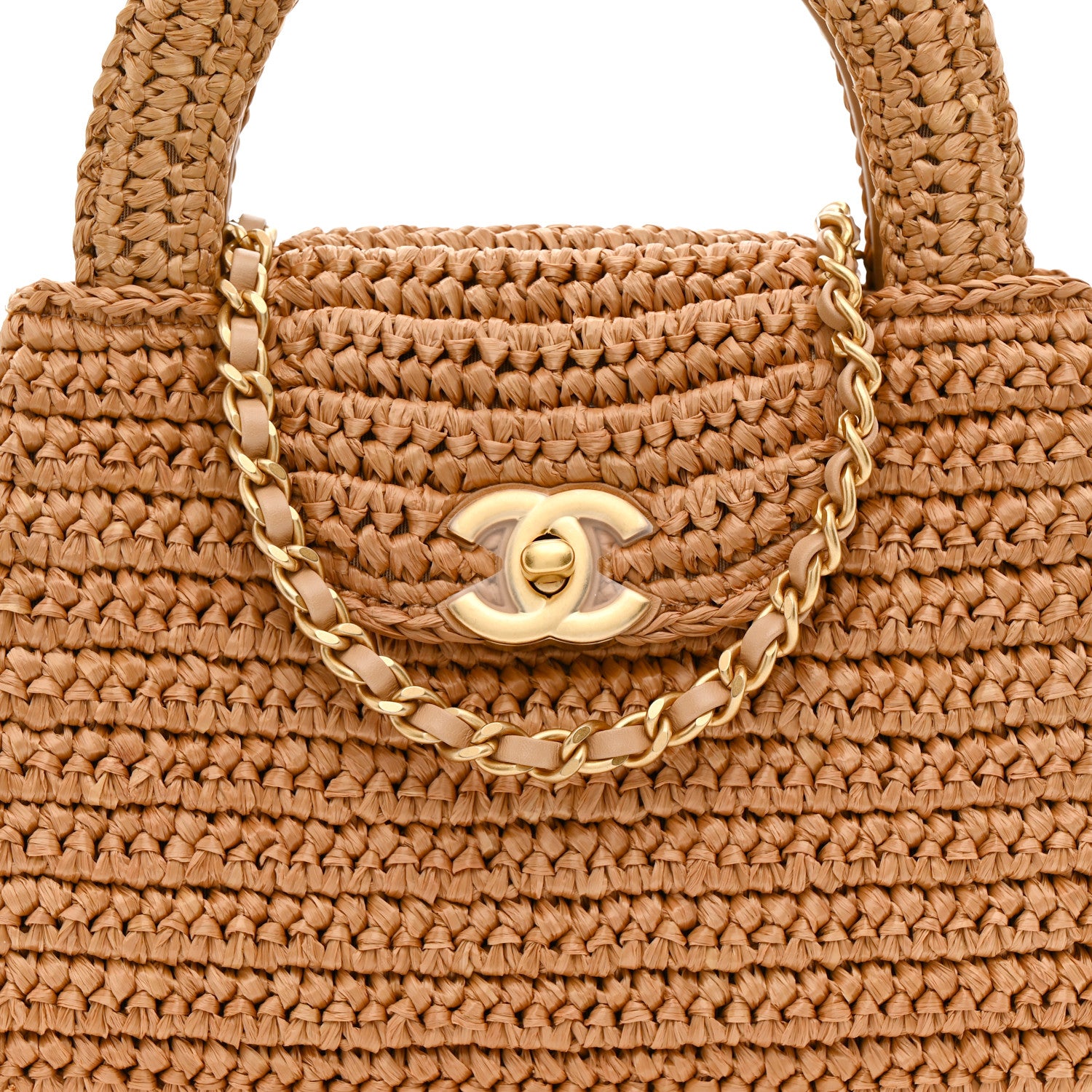 Chanel Braided Raffia Nano Kelly Flap Bag Dark Beige 8 of 11