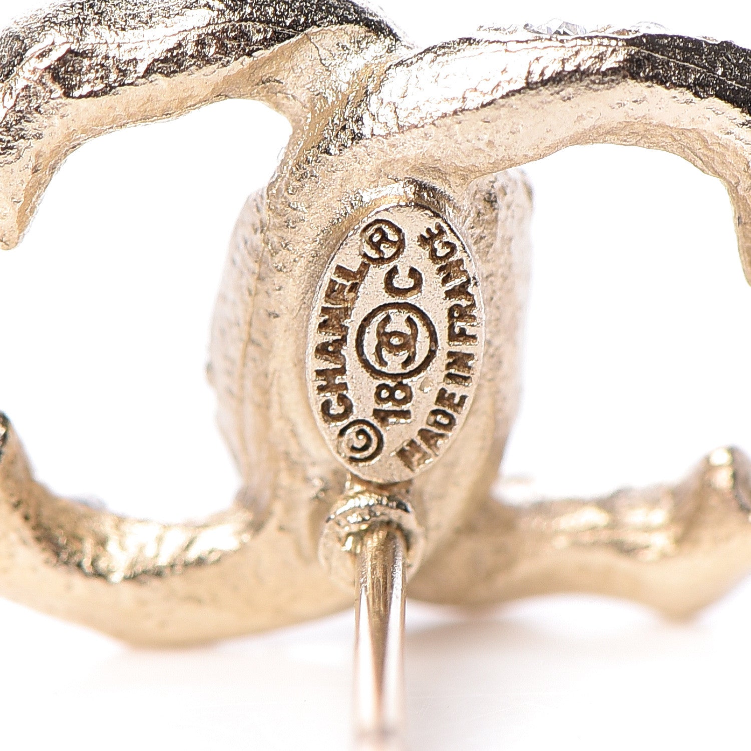Chanel Crystal Twisted CC Earrings Gold 4 of 4