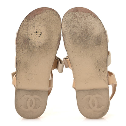Chanel Stretch Fabric Lambskin CC Flat Sandals 39 Beige 7 of 12