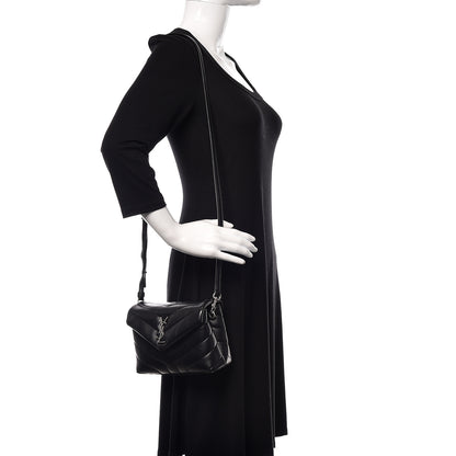 Saint Laurent Calfskin Y Quilted Monogram Toy Loulou Crossbody Bag Black 2 of 11