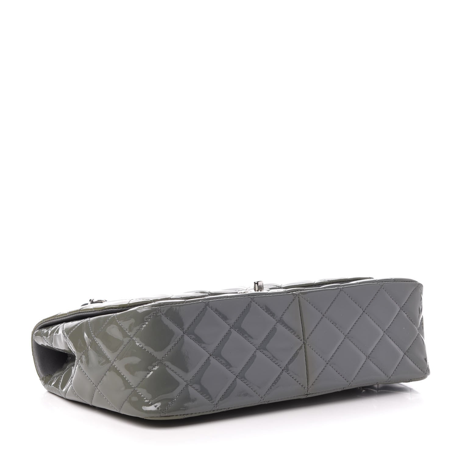 Chanel Patent Quilted Jumbo Single Flap Grey 5 of 12