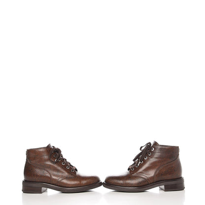 Chanel Calfskin Lace Up CC Short Boots 42 Dark Brown 6 of 11