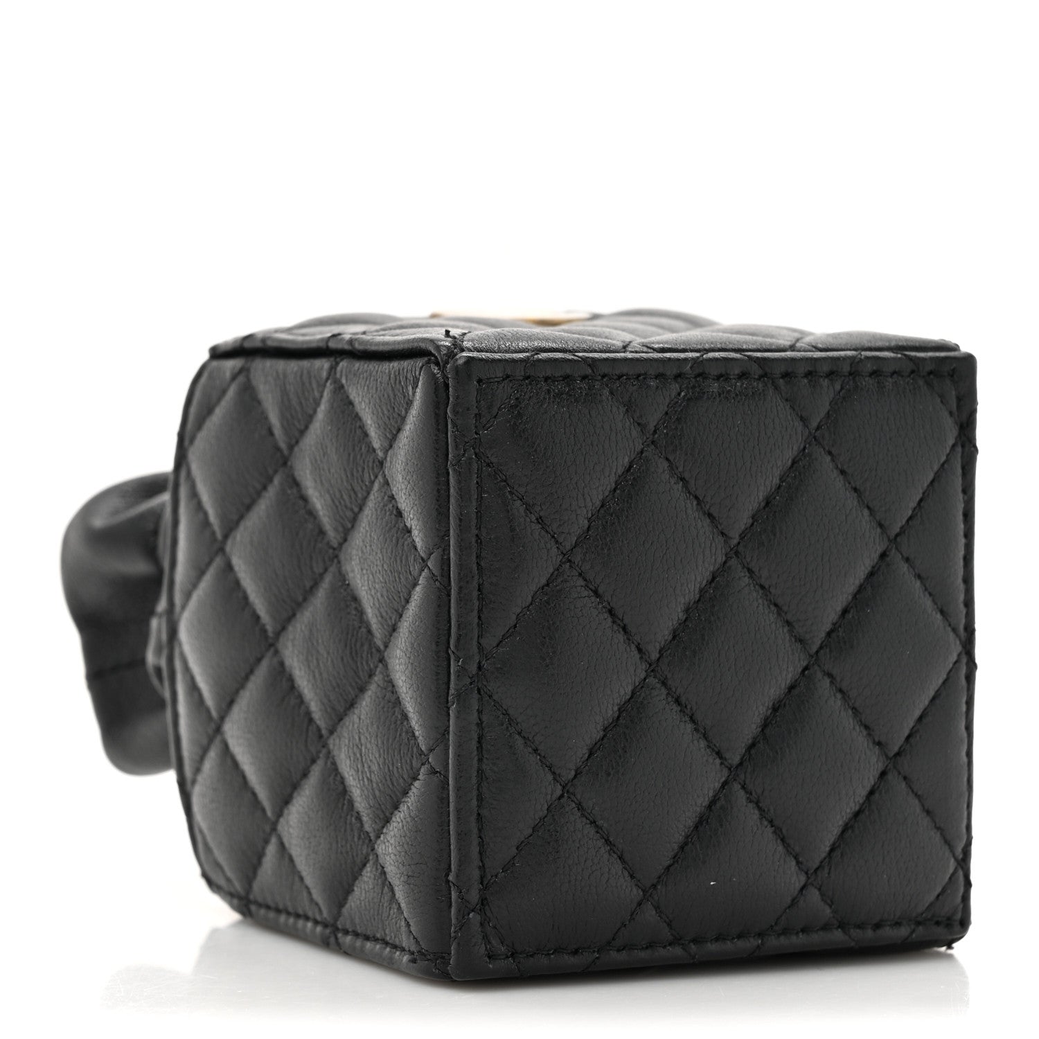 Chanel Calfskin Quilted Mini Drawstring Bucket Bag Black 4 of 10