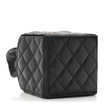 Chanel Calfskin Quilted Mini Drawstring Bucket Bag Black 4 of 10