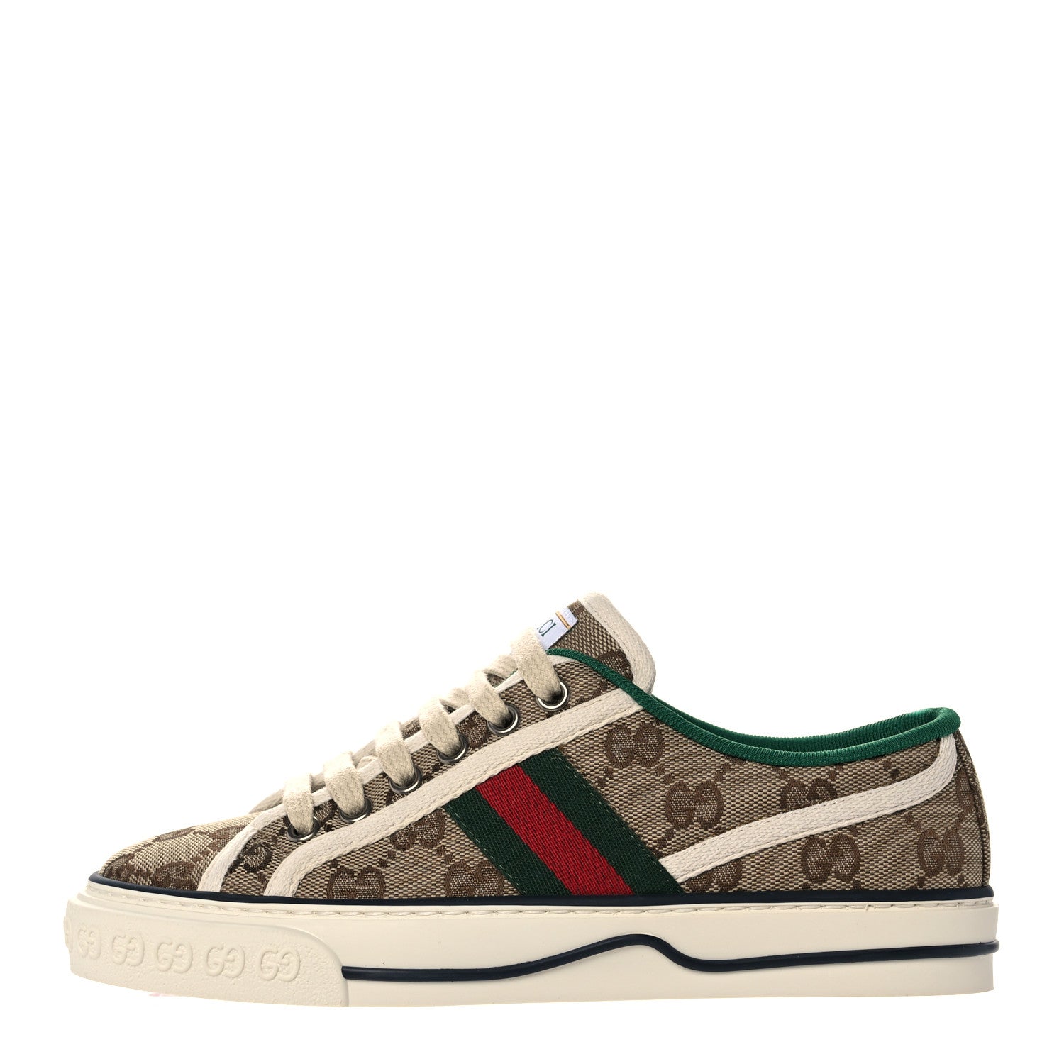Gucci GG Monogram Web Womens 1977 Tennis Sneakers 35 Beige Ebony Mystic White 1 of 7