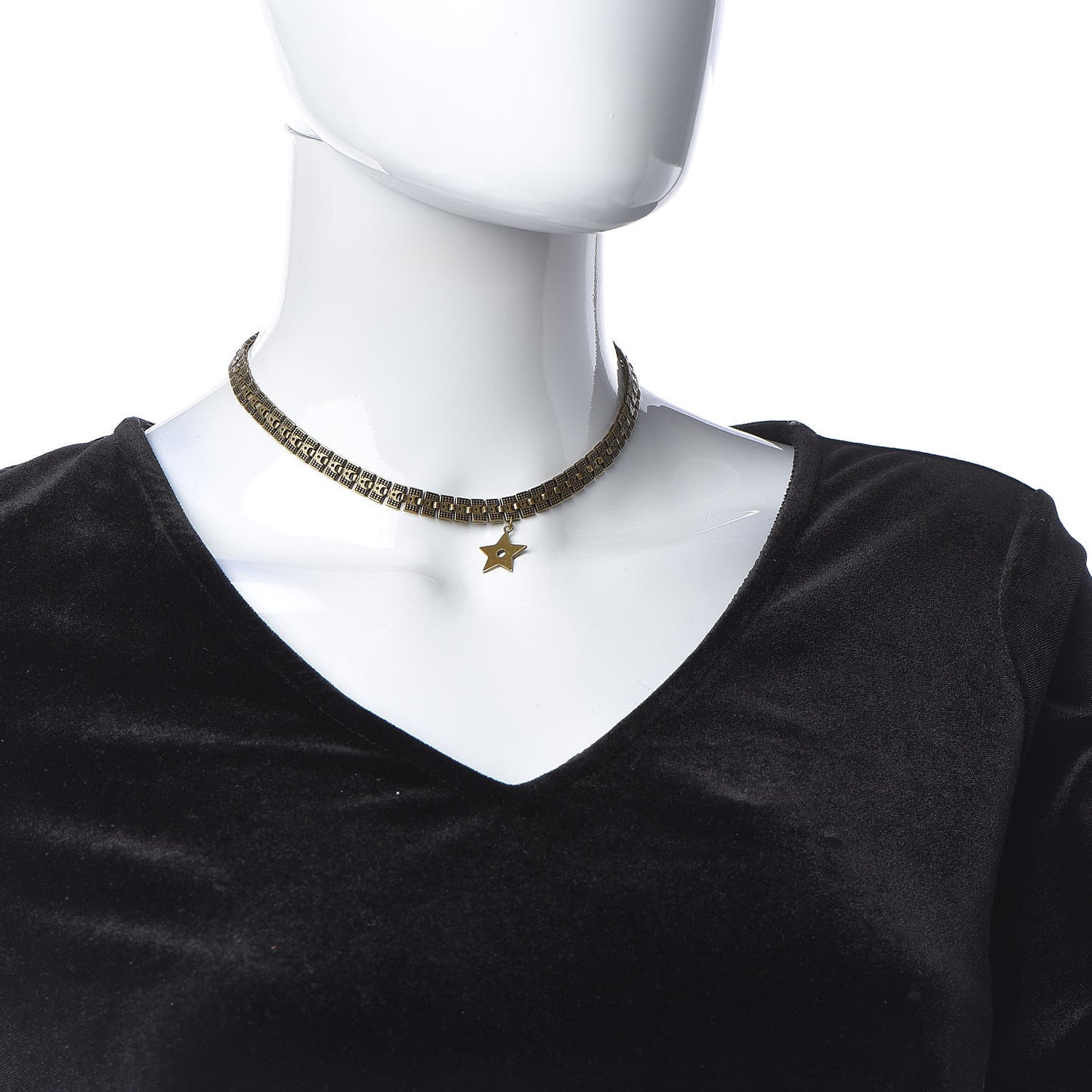 Metal Star Choker Necklace Aged Gold