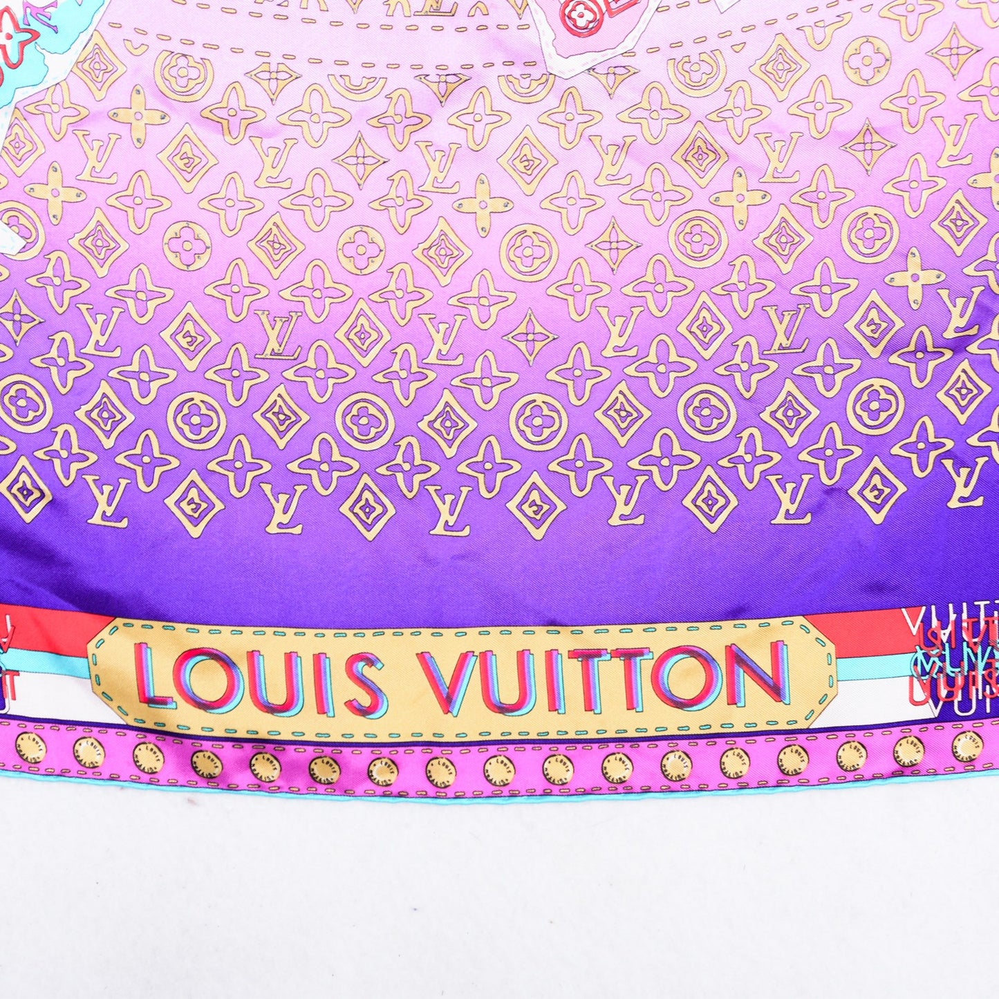 Silk Monogram Map Square Scarf Cassis