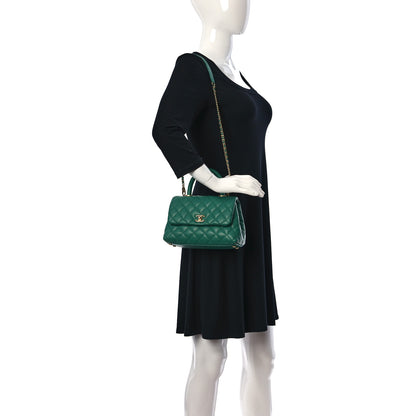 Chanel Caviar Quilted Lizard Embossed Mini Coco Handle Flap Green 2 of 13