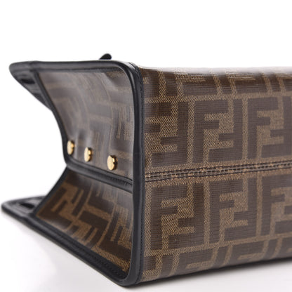 Fendi Glazed Fabric Vitello Century FF 1974 Stamp Patch Mini Peekaboo Defender Cover Mogano Panna Black 7 of 8