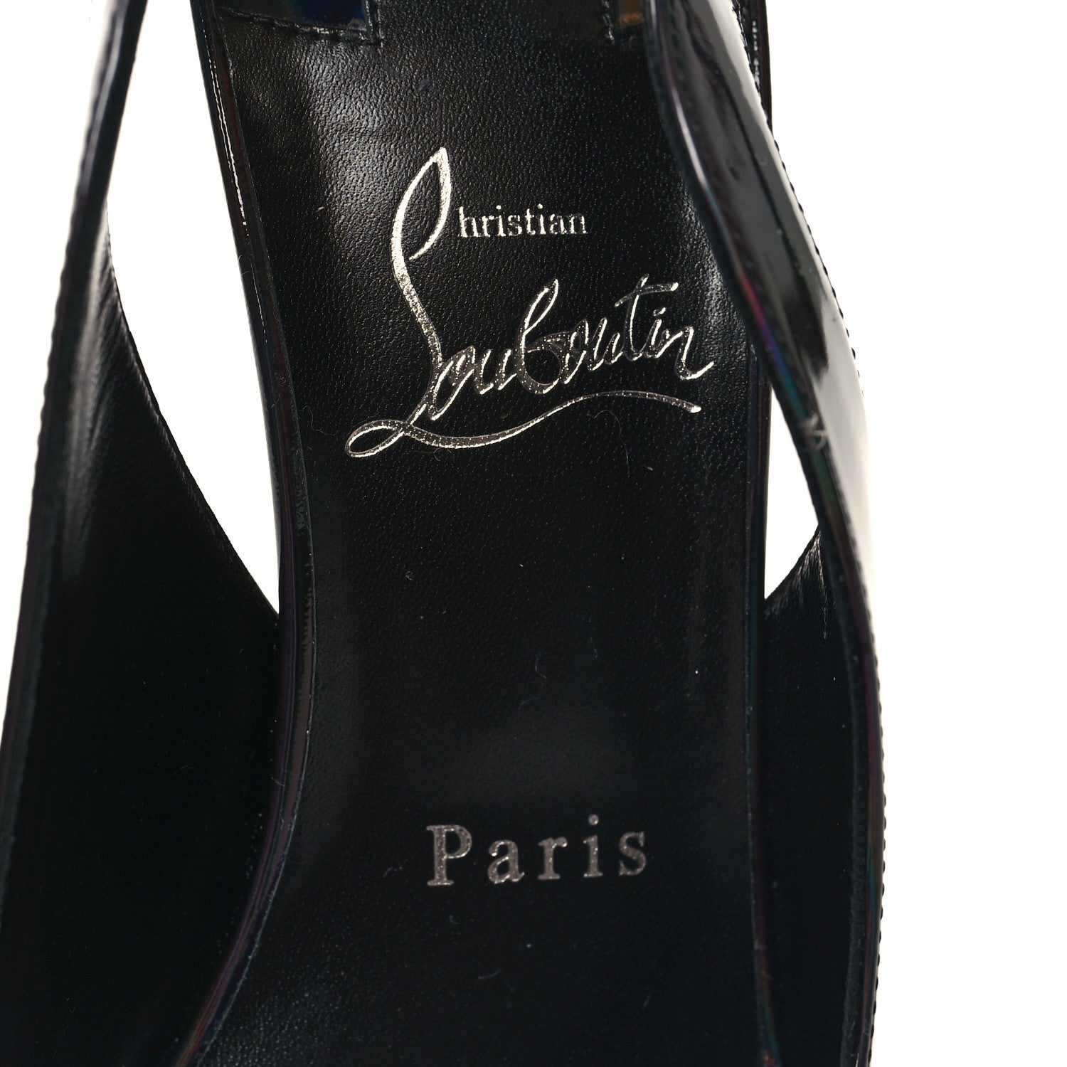 Christian Louboutin Metallic Patent Psychic Hot Chick Slingback 100 Pumps 38.5 Black 7 of 8