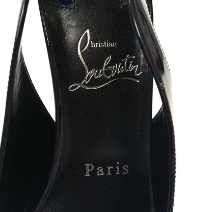 Christian Louboutin Metallic Patent Psychic Hot Chick Slingback 100 Pumps 38.5 Black 7 of 8