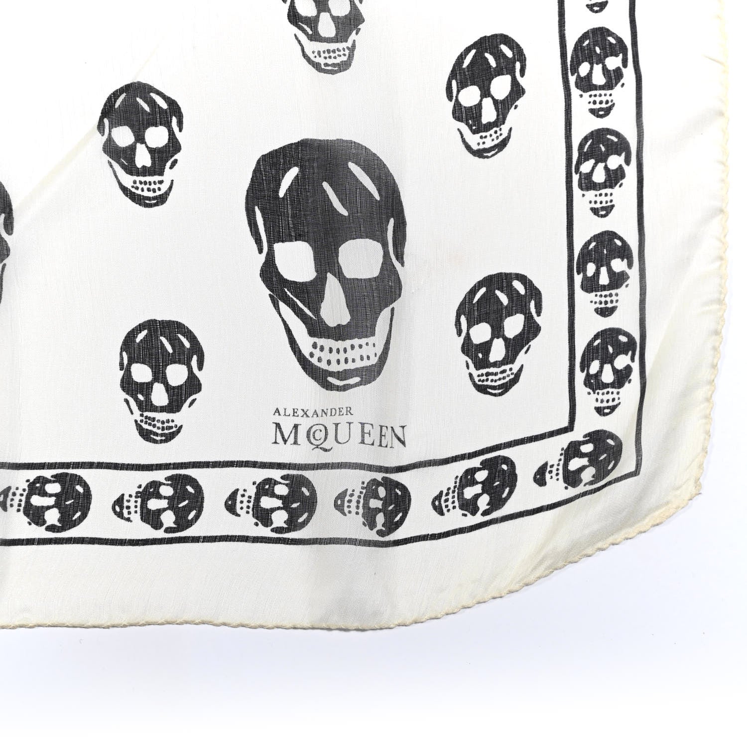 Alexander McQueen Silk Chiffon Skull Scarf Ivory Black 3 of 3