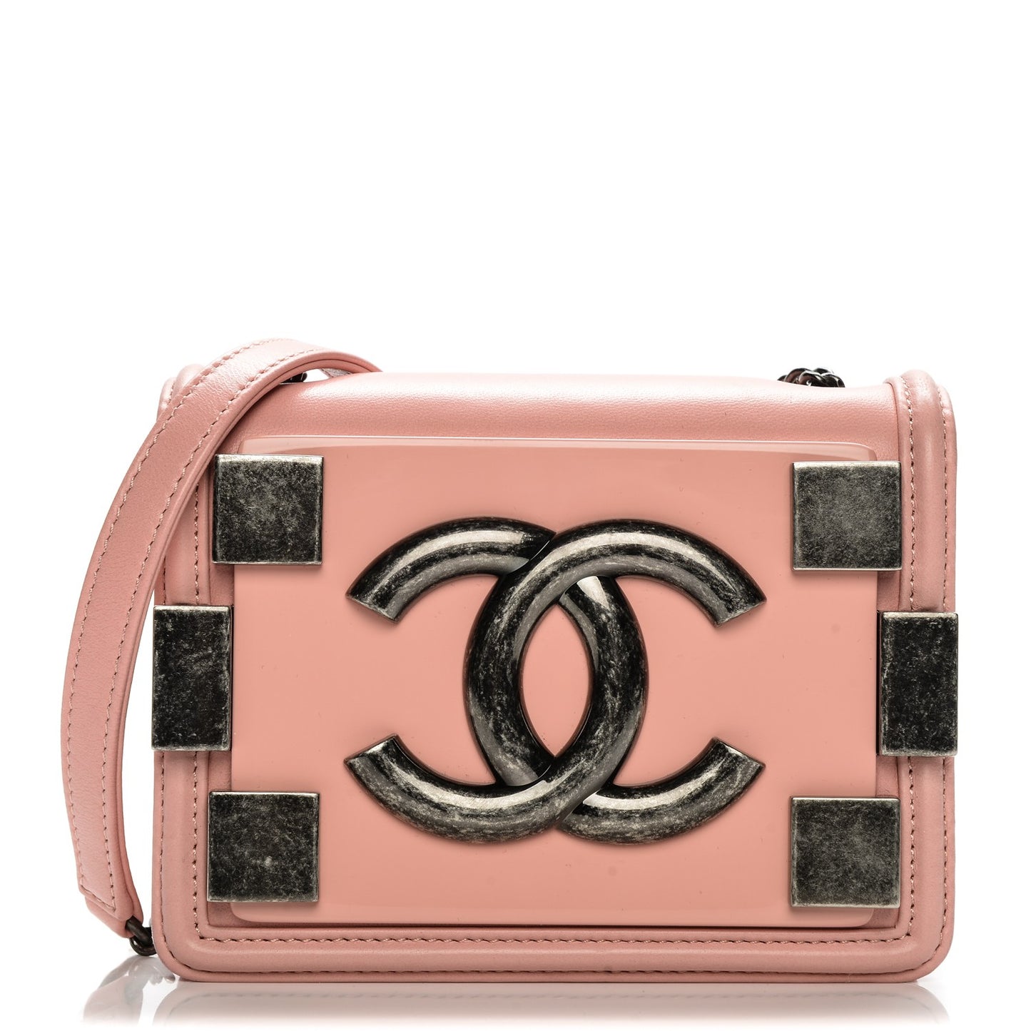 Lambskin Plexiglass Boy Brick Flap Pink
