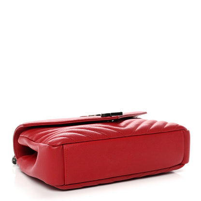 Saint Laurent Sheepskin Matelasse Chevron Monogram Medium College Bag Rouge 4 of 12