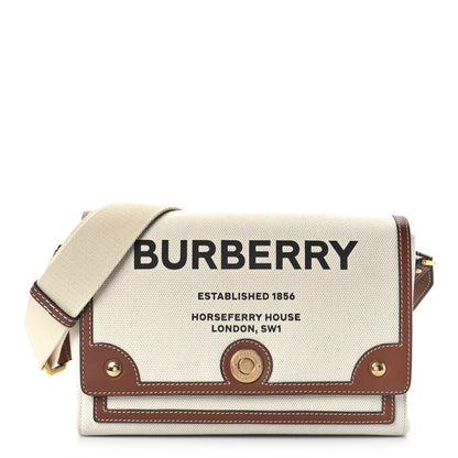Burberry Canvas Horseferry Print Note Crossbody Bag Natural Tan 1 of 9