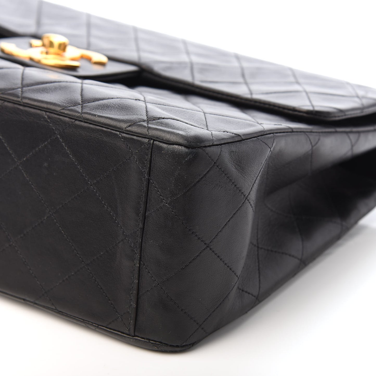 Lambskin Quilted XL Jumbo Single Flap Black