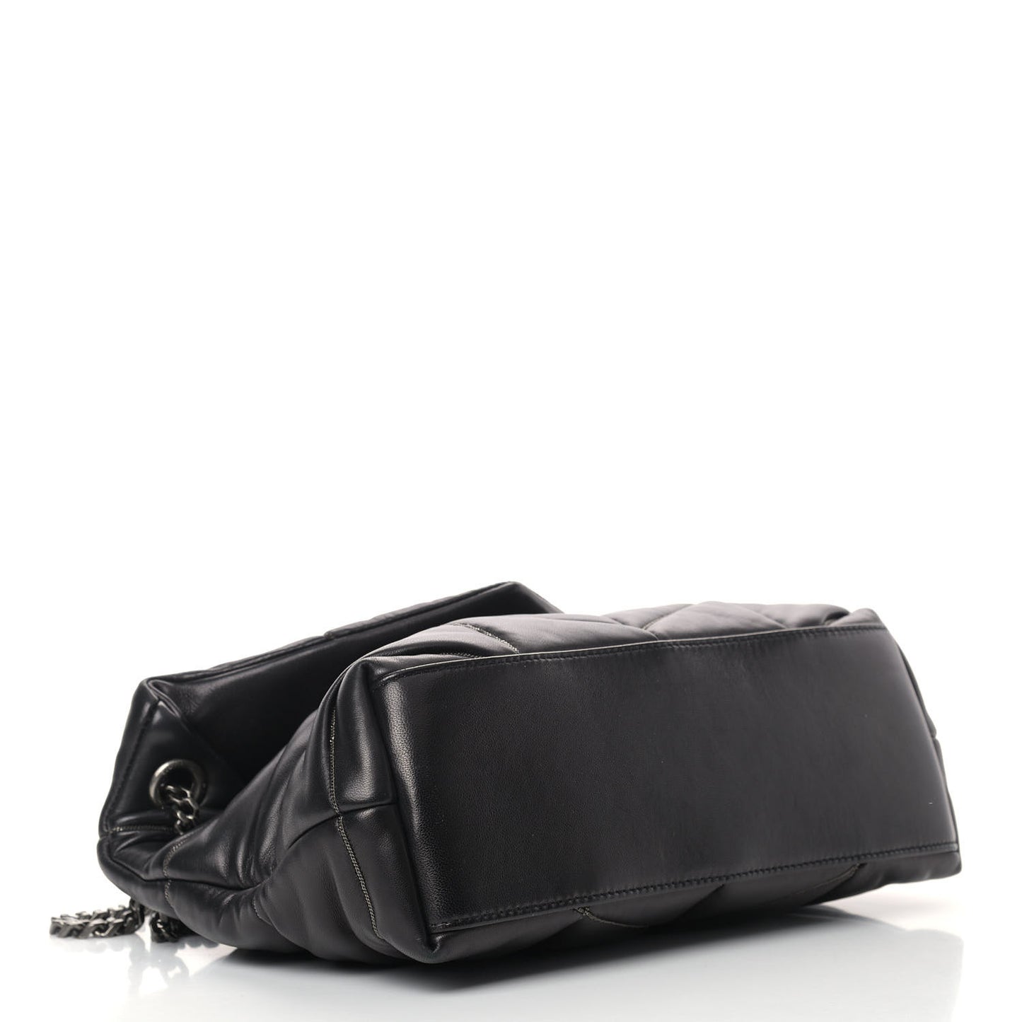 Lambskin Quilted Small Loulou Puffer Monogram Chain Satchel Black