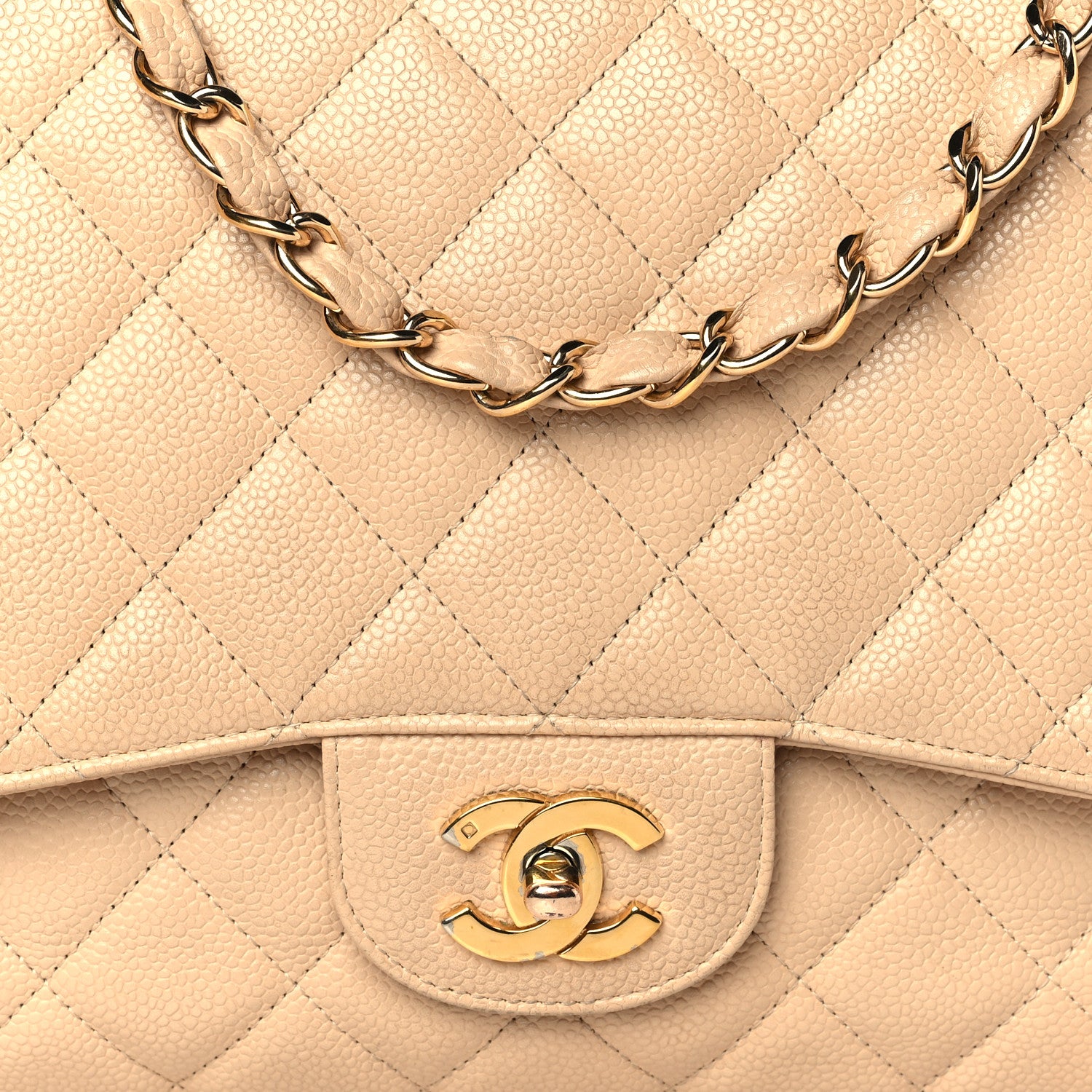 Chanel Caviar Quilted Jumbo Single Flap Beige Clair 8 of 14