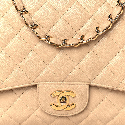 Chanel Caviar Quilted Jumbo Single Flap Beige Clair 8 of 14
