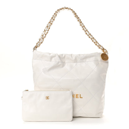 Chanel Shiny Calfskin Quilted Small Chanel 22 White 1 of 11