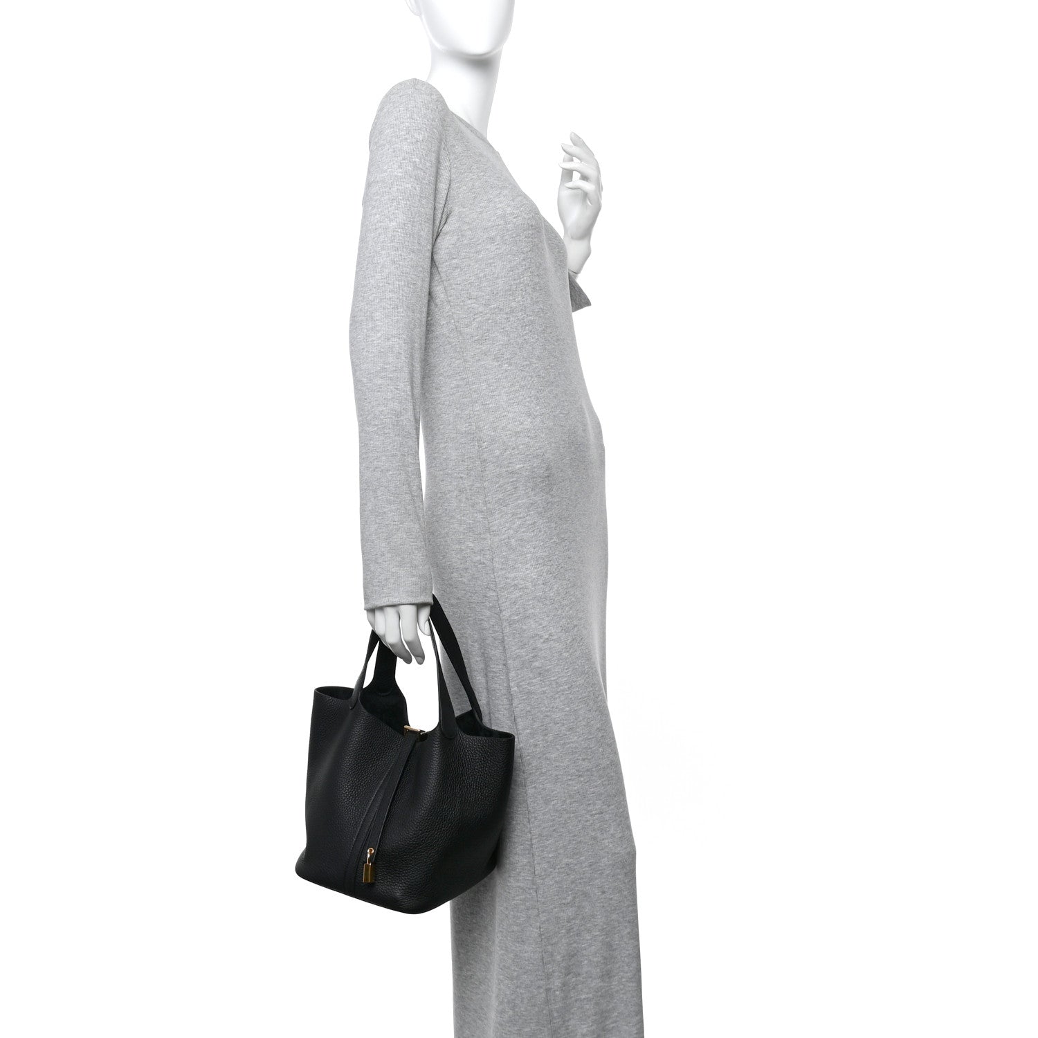 Hermes Taurillon Clemence Picotin Lock 22 MM Black 3 of 15