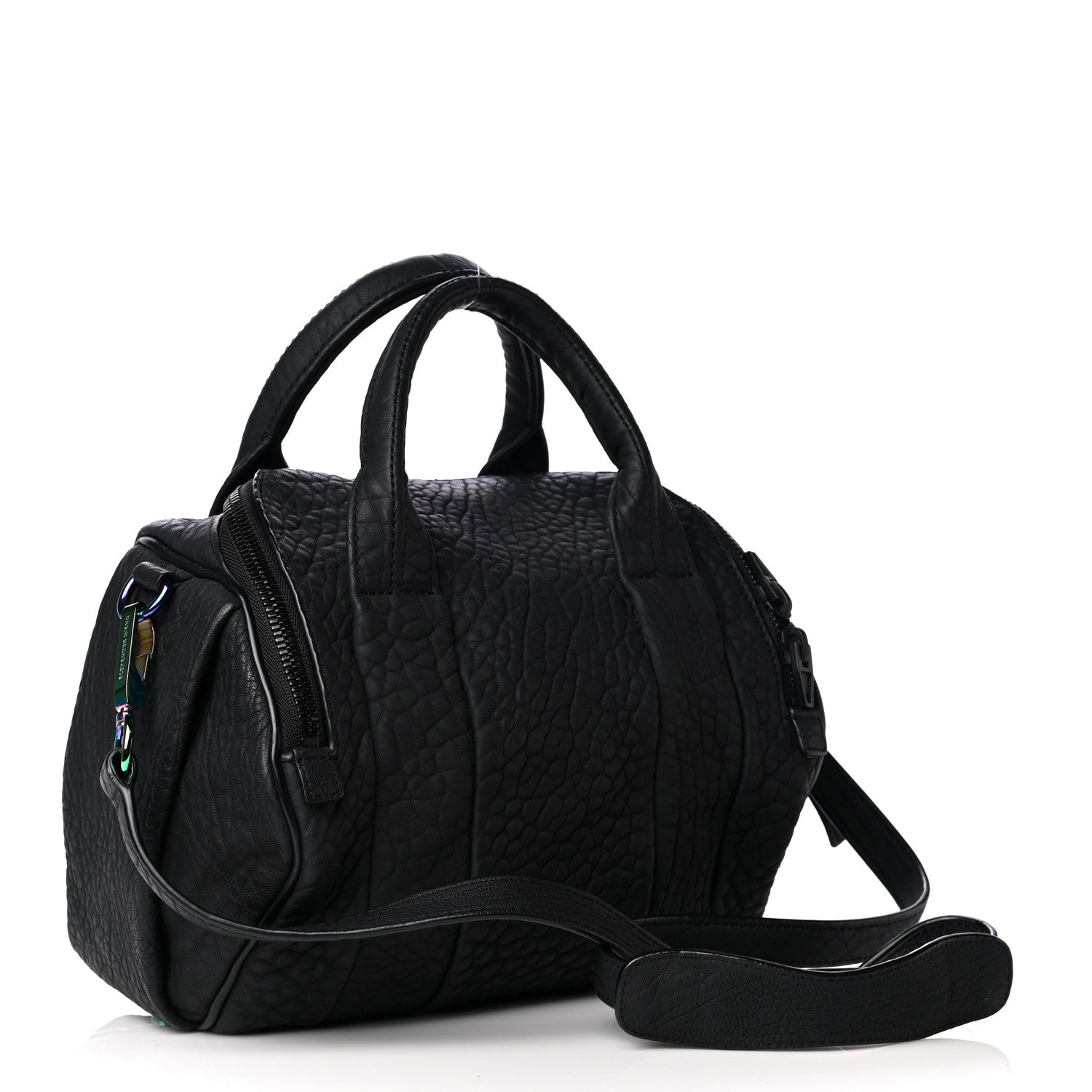 Alexander Wang Pebbled Lambskin Rockie Black Iridescent Hardware 2 of 10