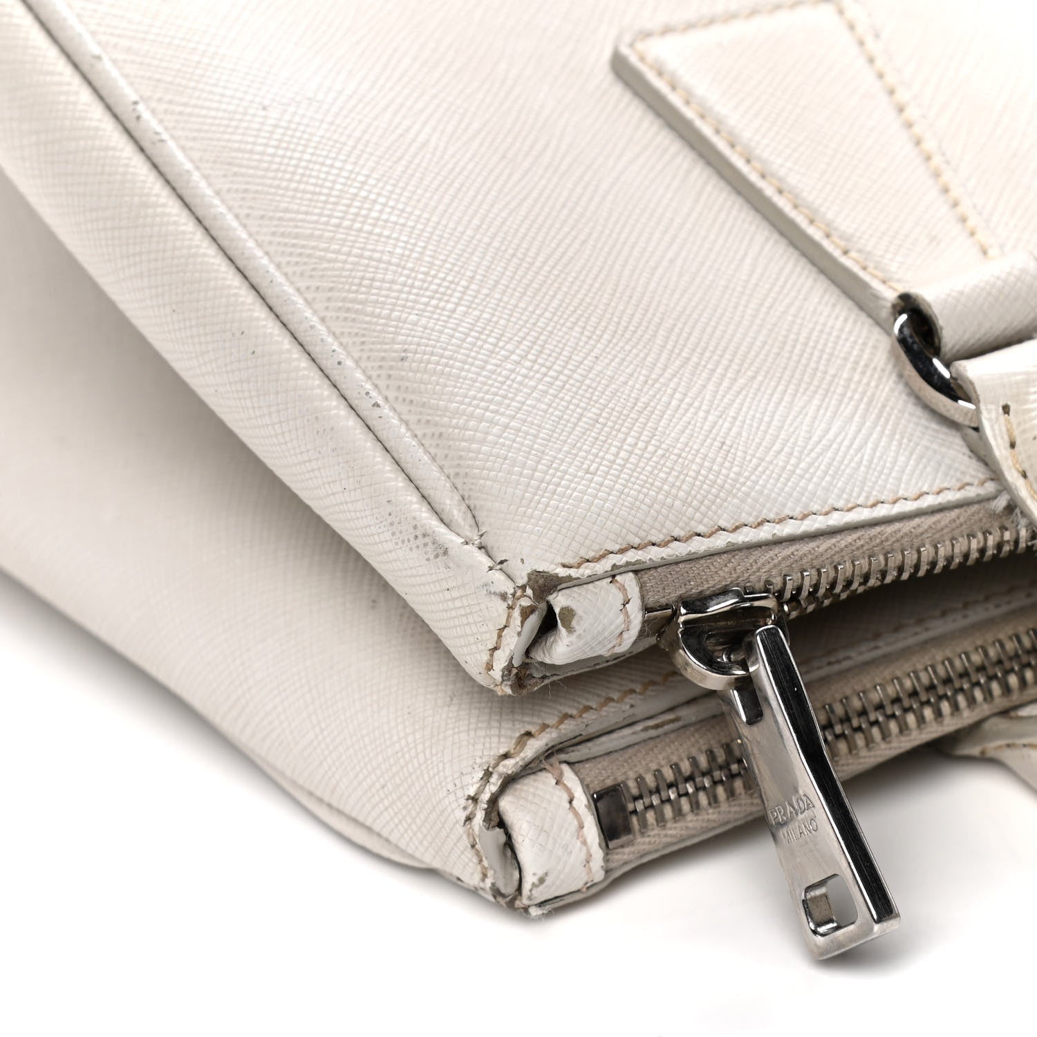 Prada Saffiano Small Galleria Double Zip Tote Talco 11 of 19