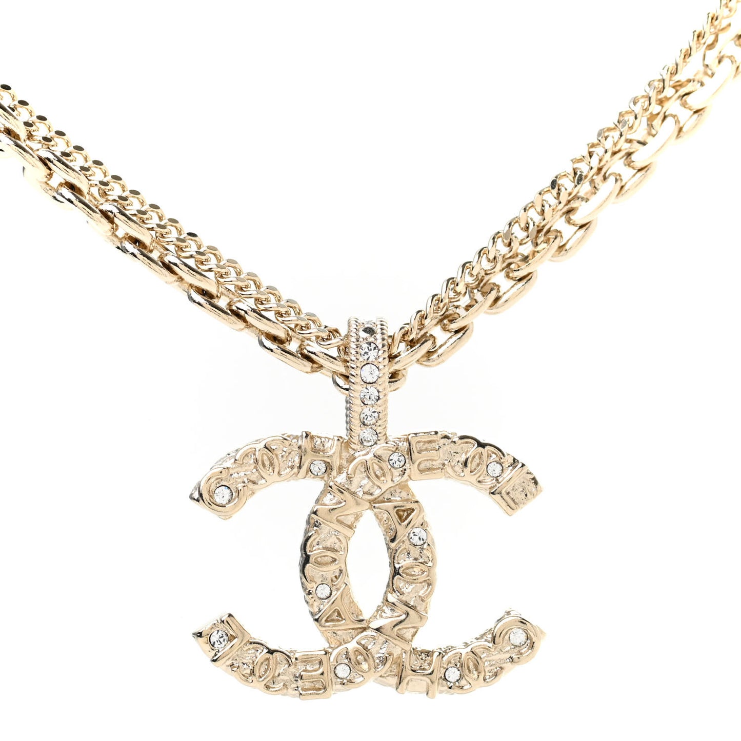 Crystal CC Multi Strand Chain Necklace Gold
