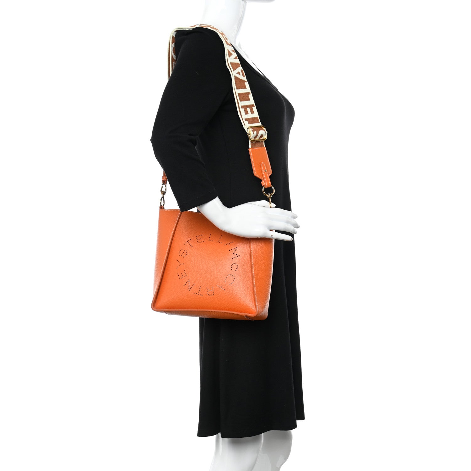 Stella McCartney Grainy Alter Mat Perforated Logo Mini Crossbody Orange 2 of 16